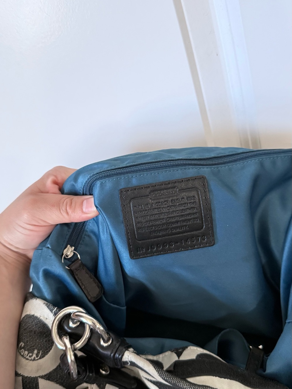 Coach Black & White Signature Shoulder Bag - Picture 11 of 14
